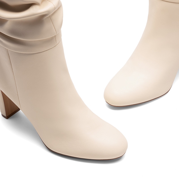 Slouchy Mid-calf Boots - BEIGE-PU - 6